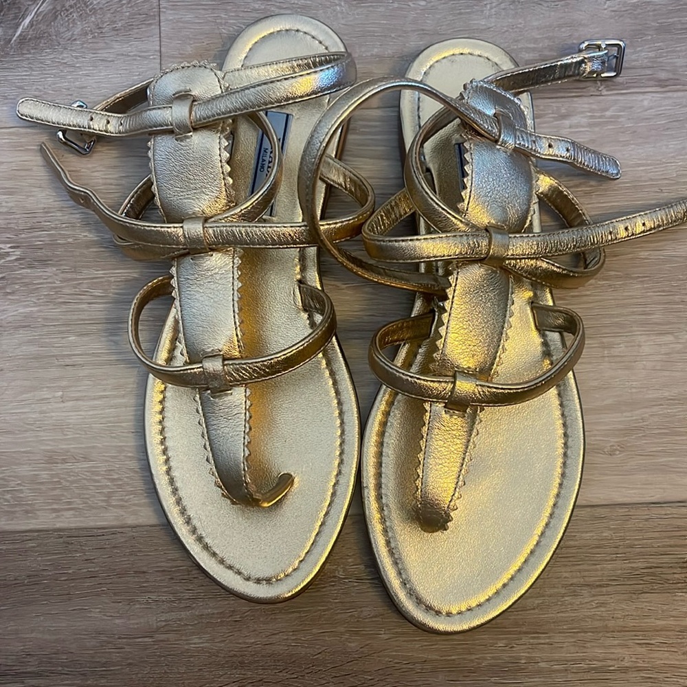 Prada gold gladiator sandals